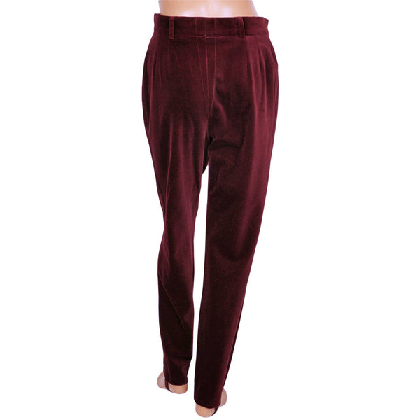 Vintage Escada Burgundy Velvet Stirrup Pants 1980s Ladies Size 38 M