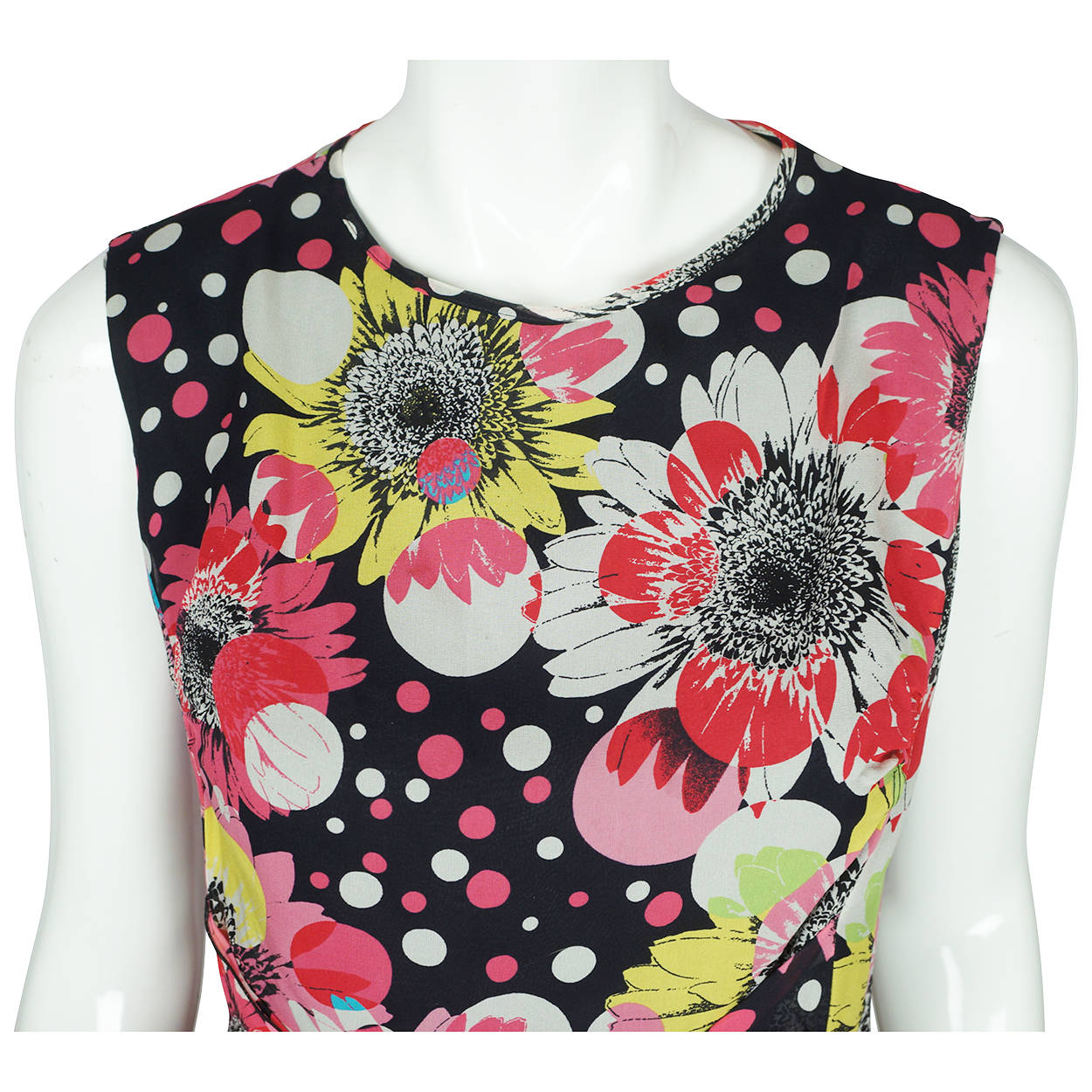 Escada Dress Floral Printed Silk Size M 10 - Poppy's Vintage Clothing