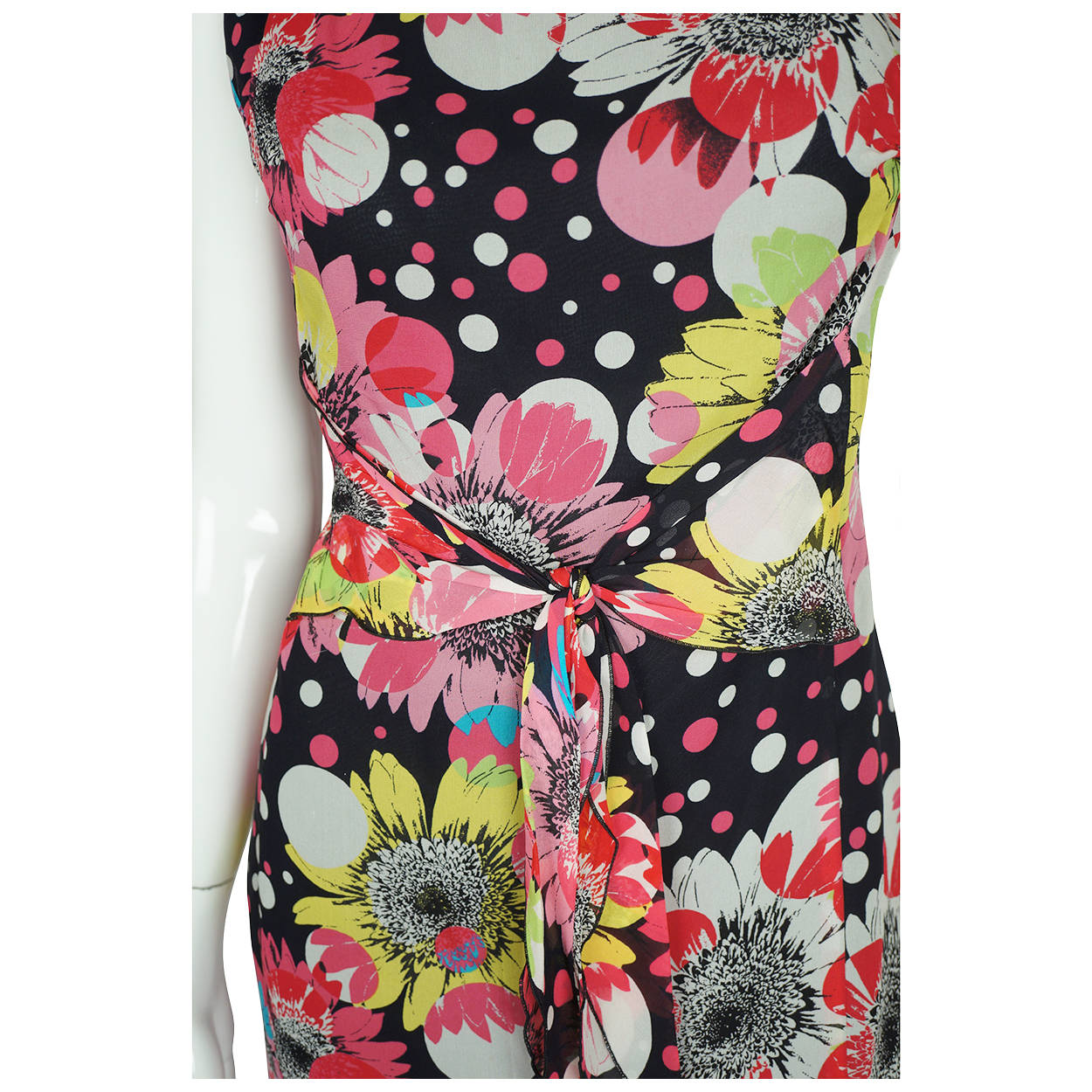 Escada Dress Floral Printed Silk Size M 10 - Poppy's Vintage Clothing