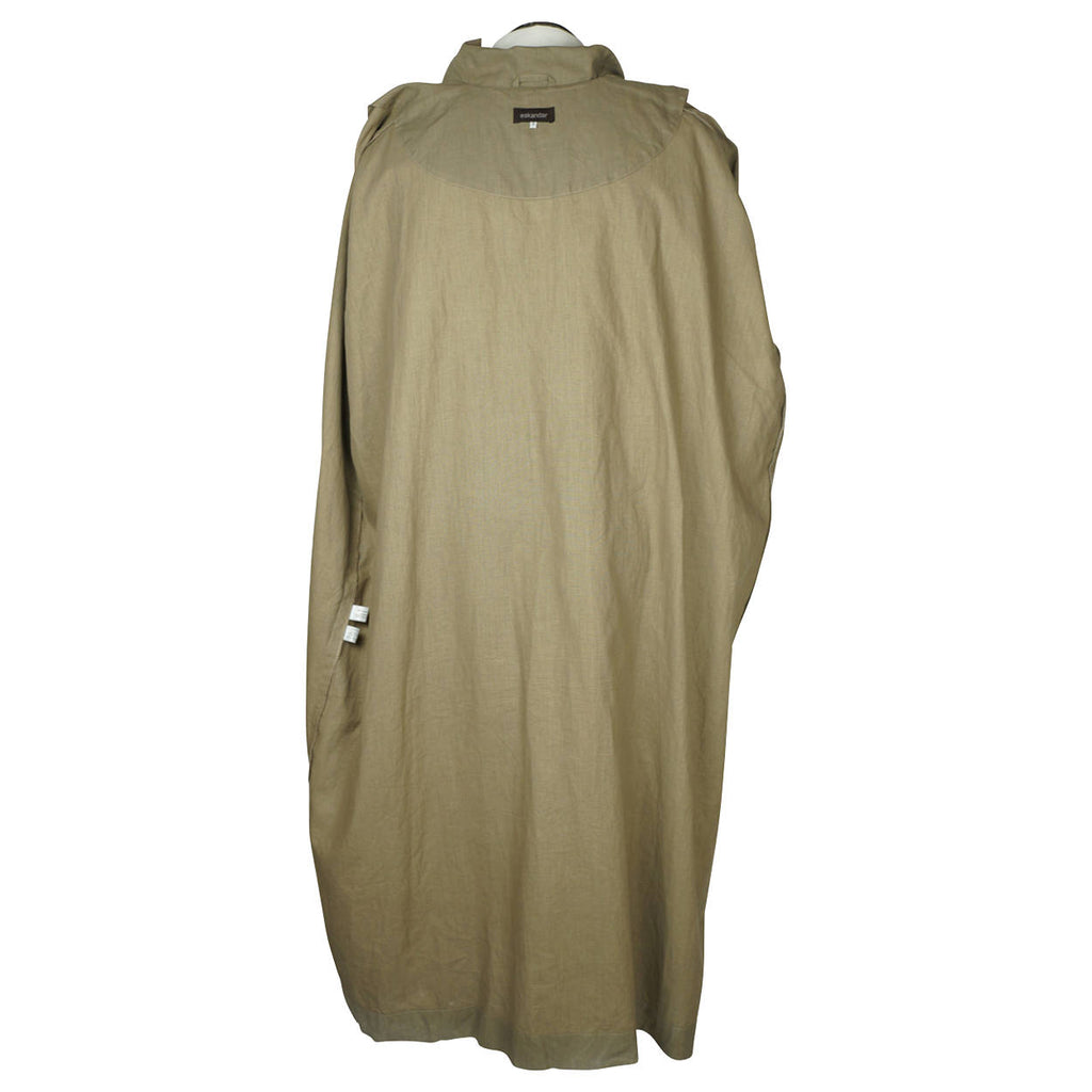 Eskandar Mens Rain Coat Oversized Linen Trench Made in England Sage Green Size 1 - Poppy's Vintage Clothing