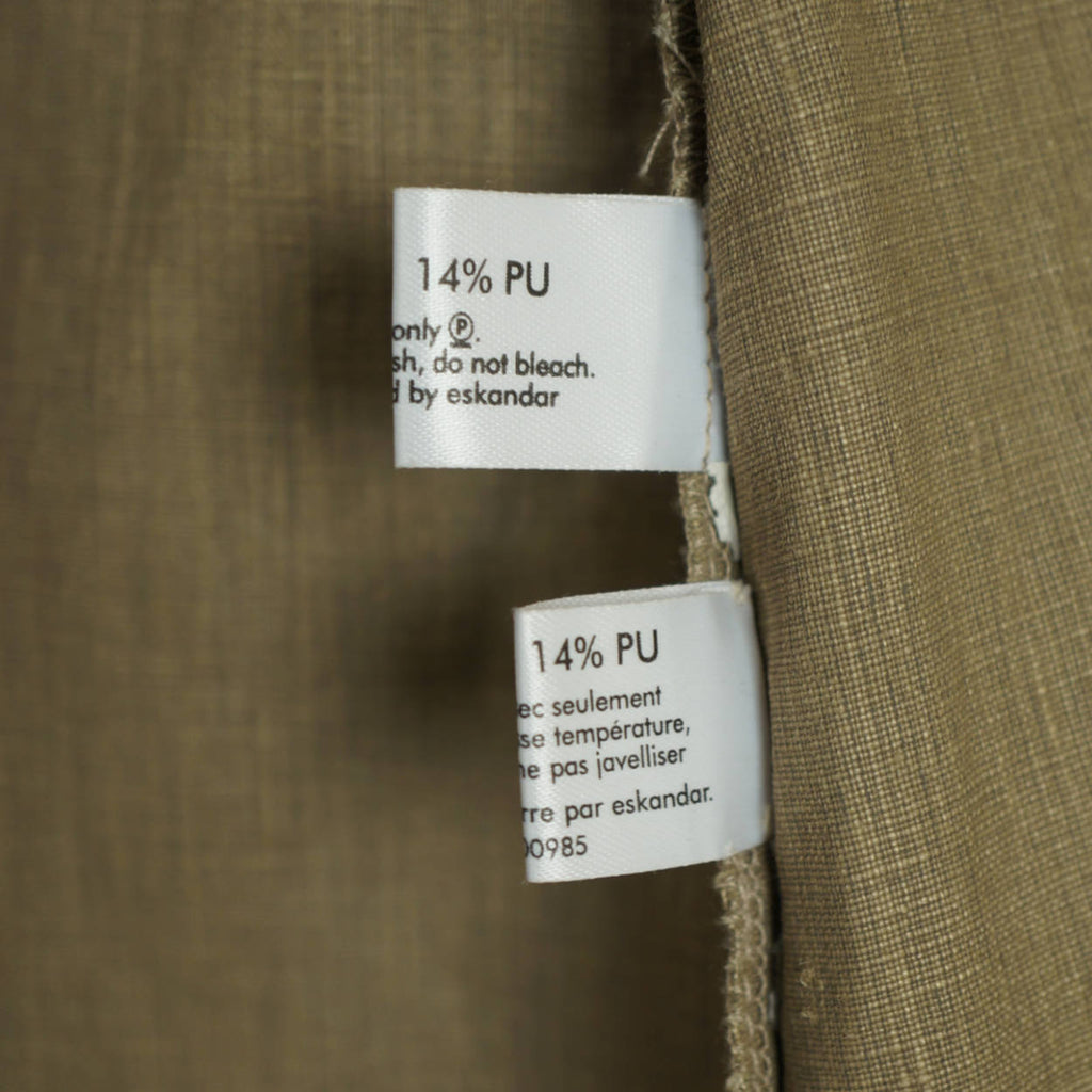 Eskandar Mens Rain Coat Oversized Linen Trench Made in England Sage Green Size 1 - Poppy's Vintage Clothing