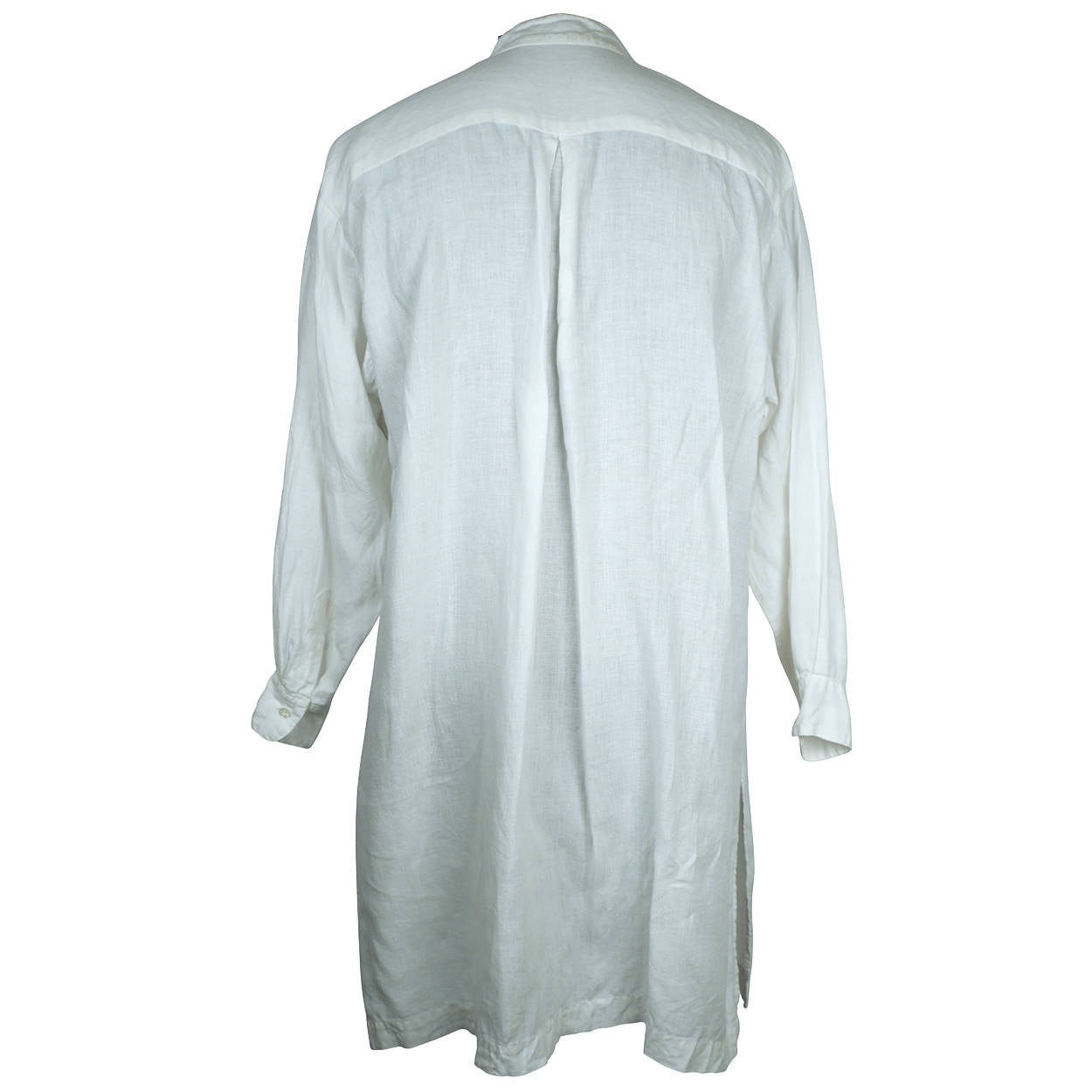 Eskandar Mens Night Shirt White Linen Made in England Size 1 - Poppy's Vintage Clothing
