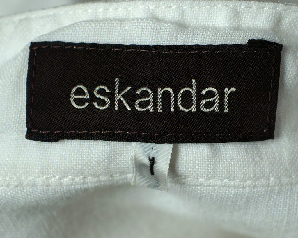 Eskandar Mens Night Shirt White Linen Made in England Size 1 - Poppy's Vintage Clothing
