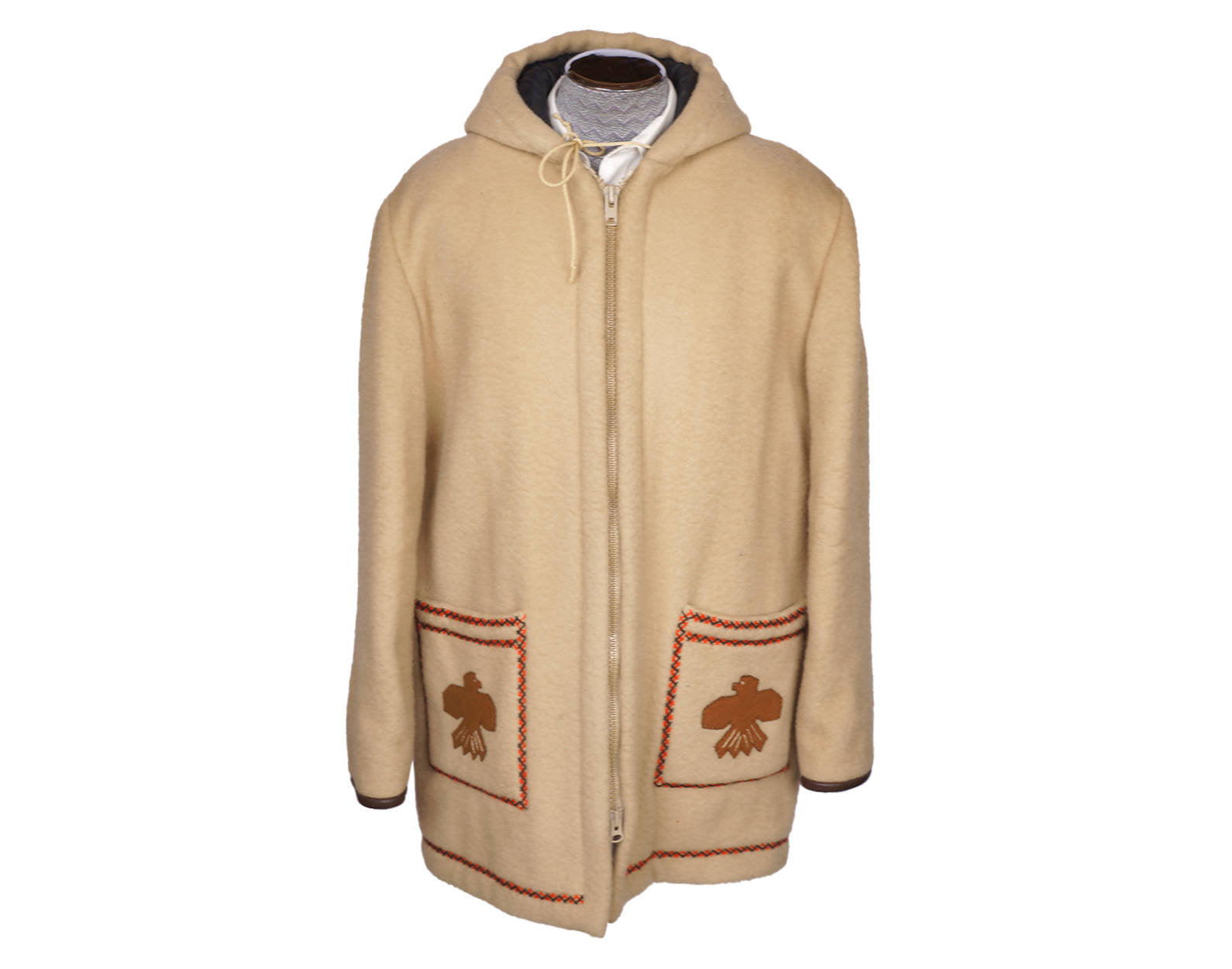 Vintage 1970s Inuit Blanket Wool Winter Parka Coat James Bay Eskimo Style - Mens L - Poppy's Vintage Clothing