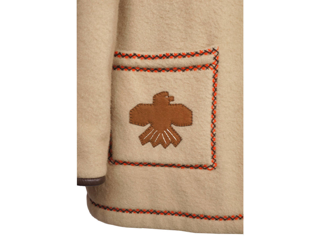 Vintage 1970s Inuit Blanket Wool Winter Parka Coat James Bay Eskimo Style - Mens L - Poppy's Vintage Clothing