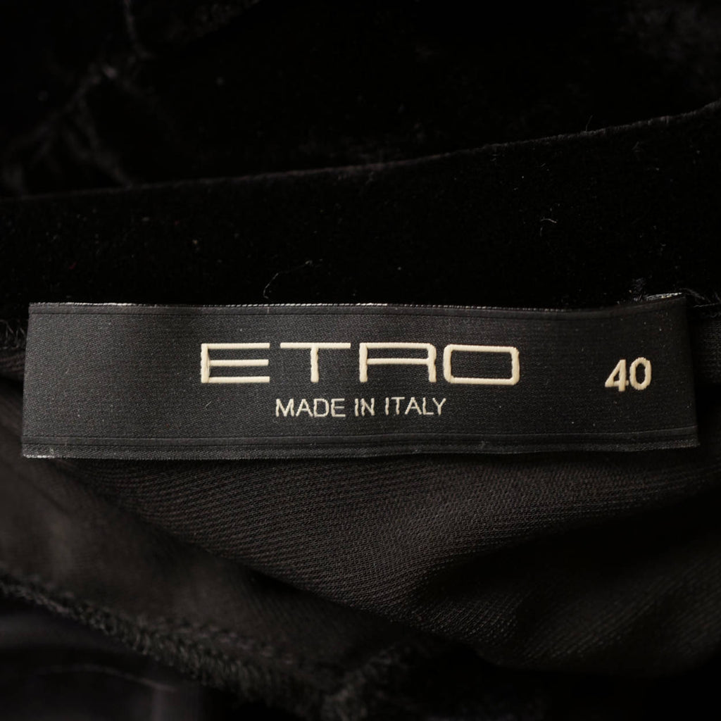 Etro Milano Italy Dress Black Velvet Devore Back &amp; Sleeves Small Italian 40 - Poppy's Vintage Clothing