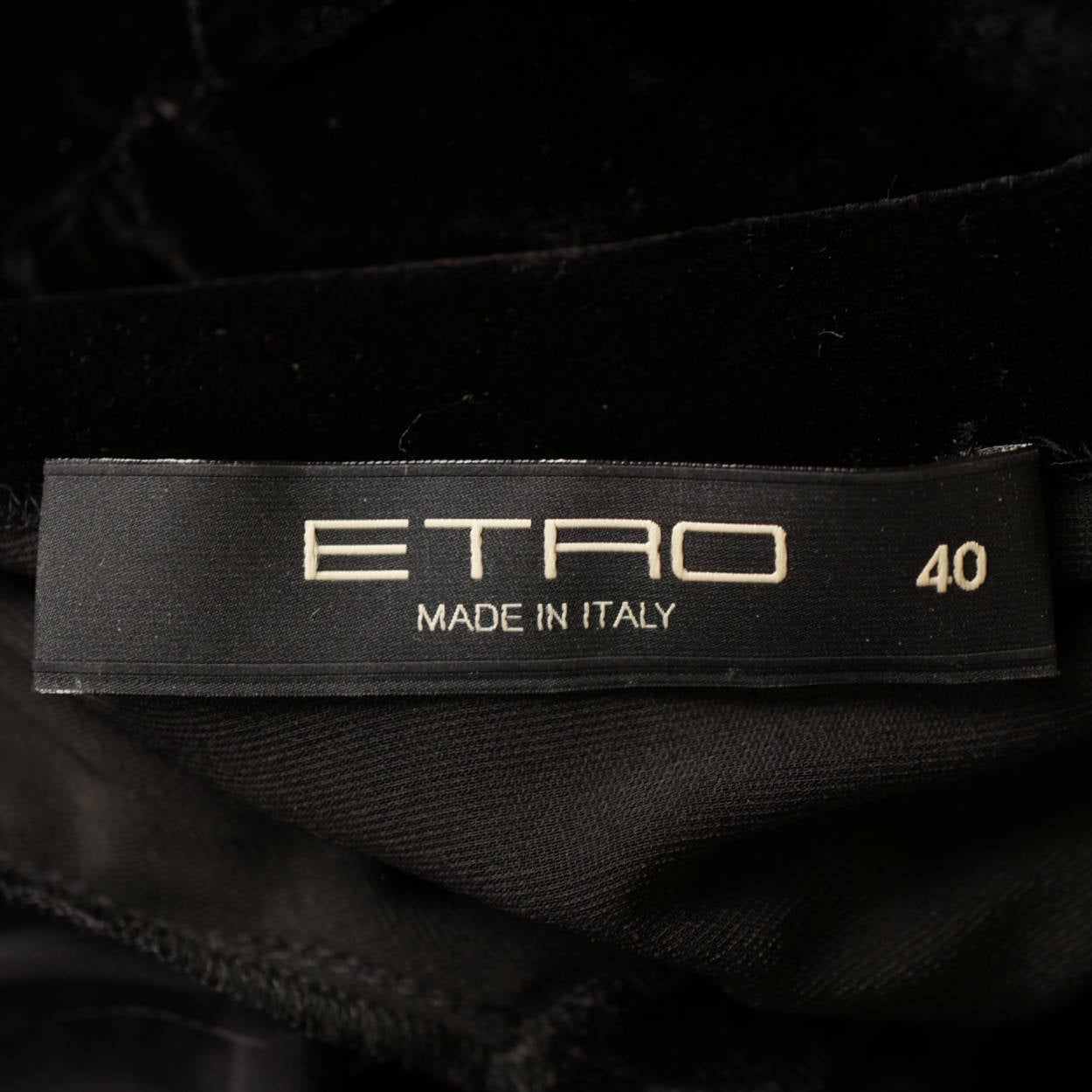 Etro Milano Italy Dress Black Velvet Devore Back &amp; Sleeves Small Italian 40 - Poppy's Vintage Clothing