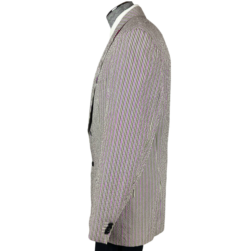 Etro Seersucker Jacket Blazer Multicolour Stripes XL