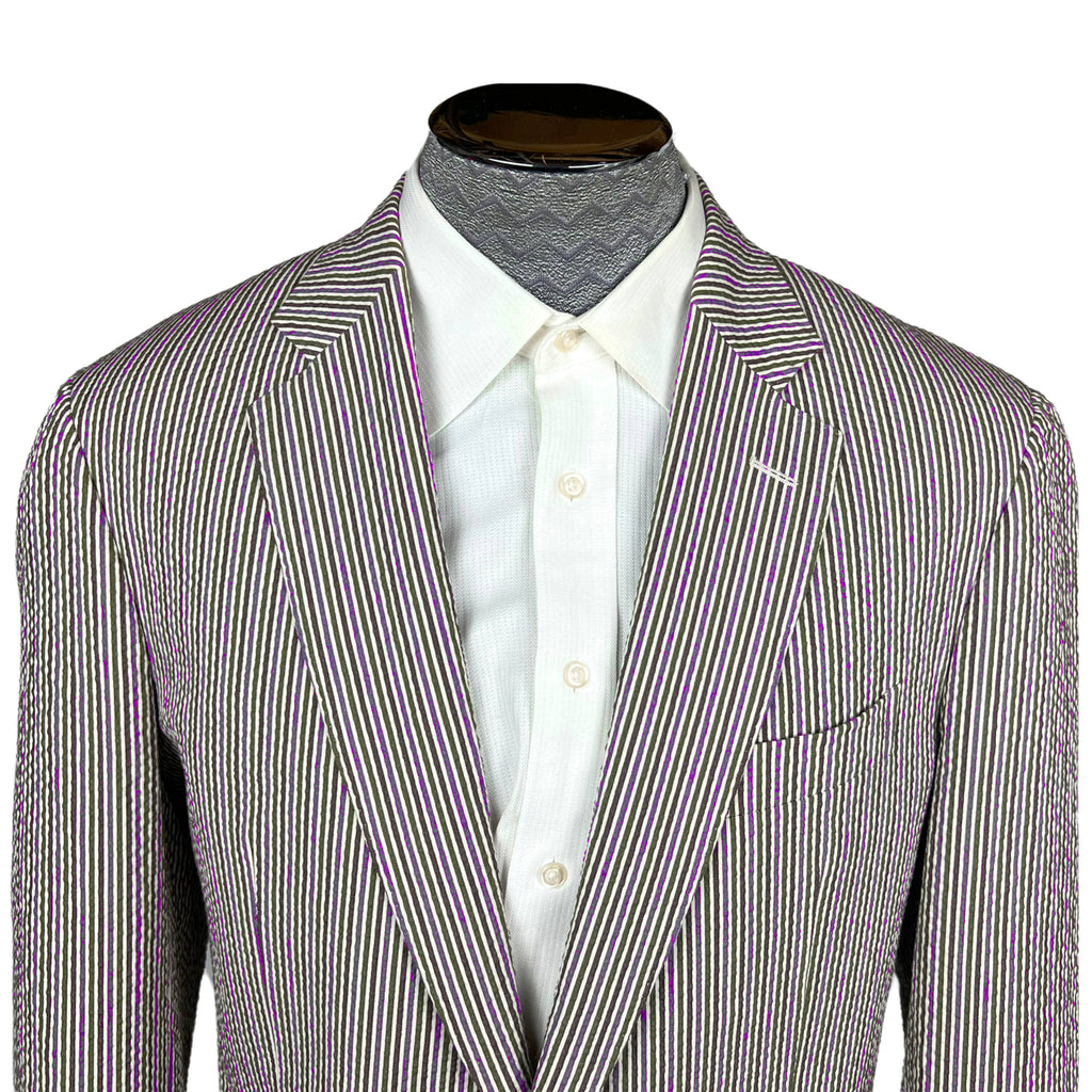 Etro Seersucker Jacket Blazer Multicolour Stripes XL