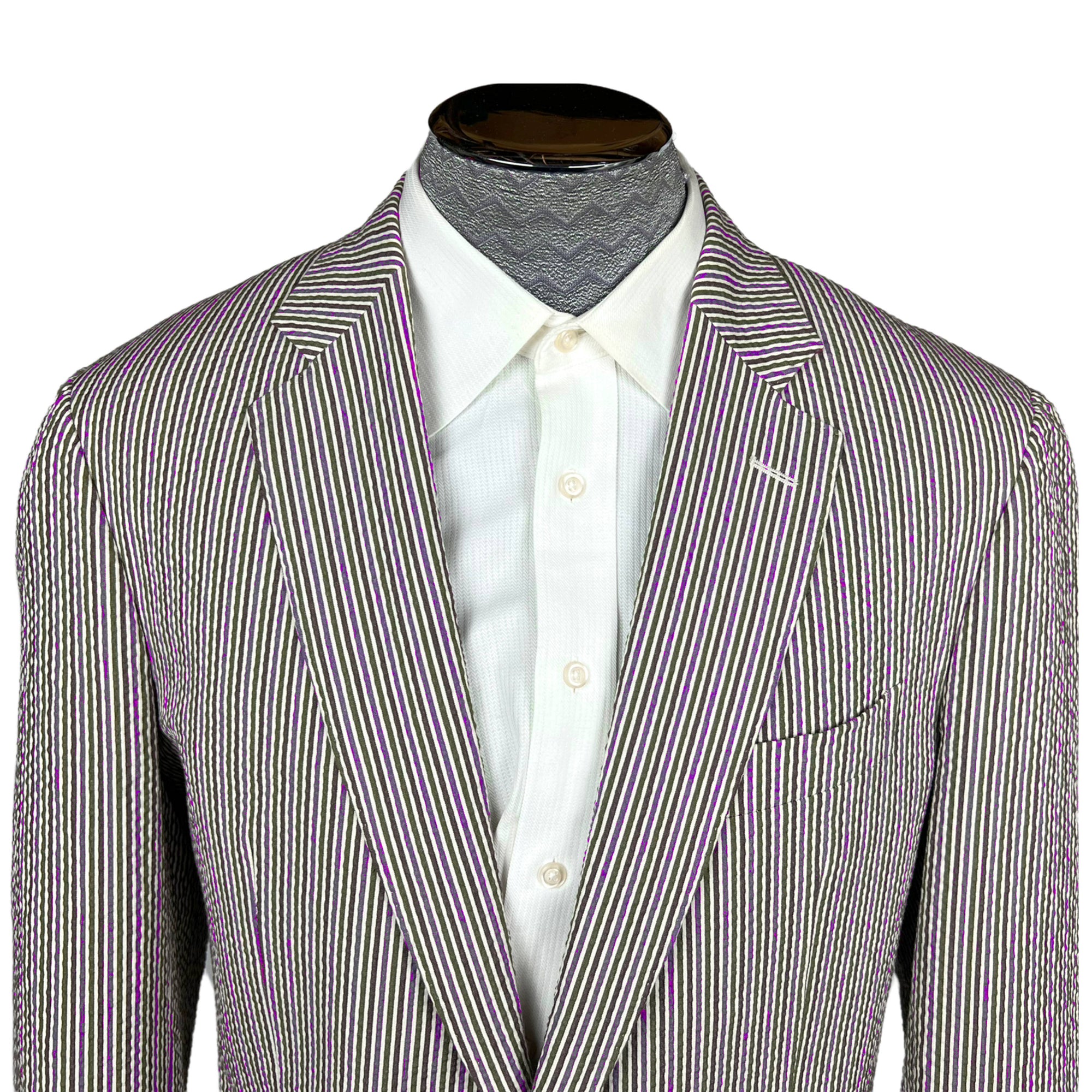 Etro Seersucker Jacket Blazer Multicolour Stripes XL