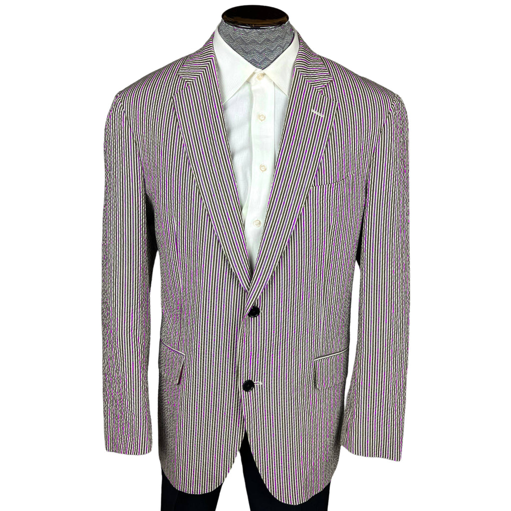 Etro Seersucker Jacket Blazer Multicolour Stripes XL