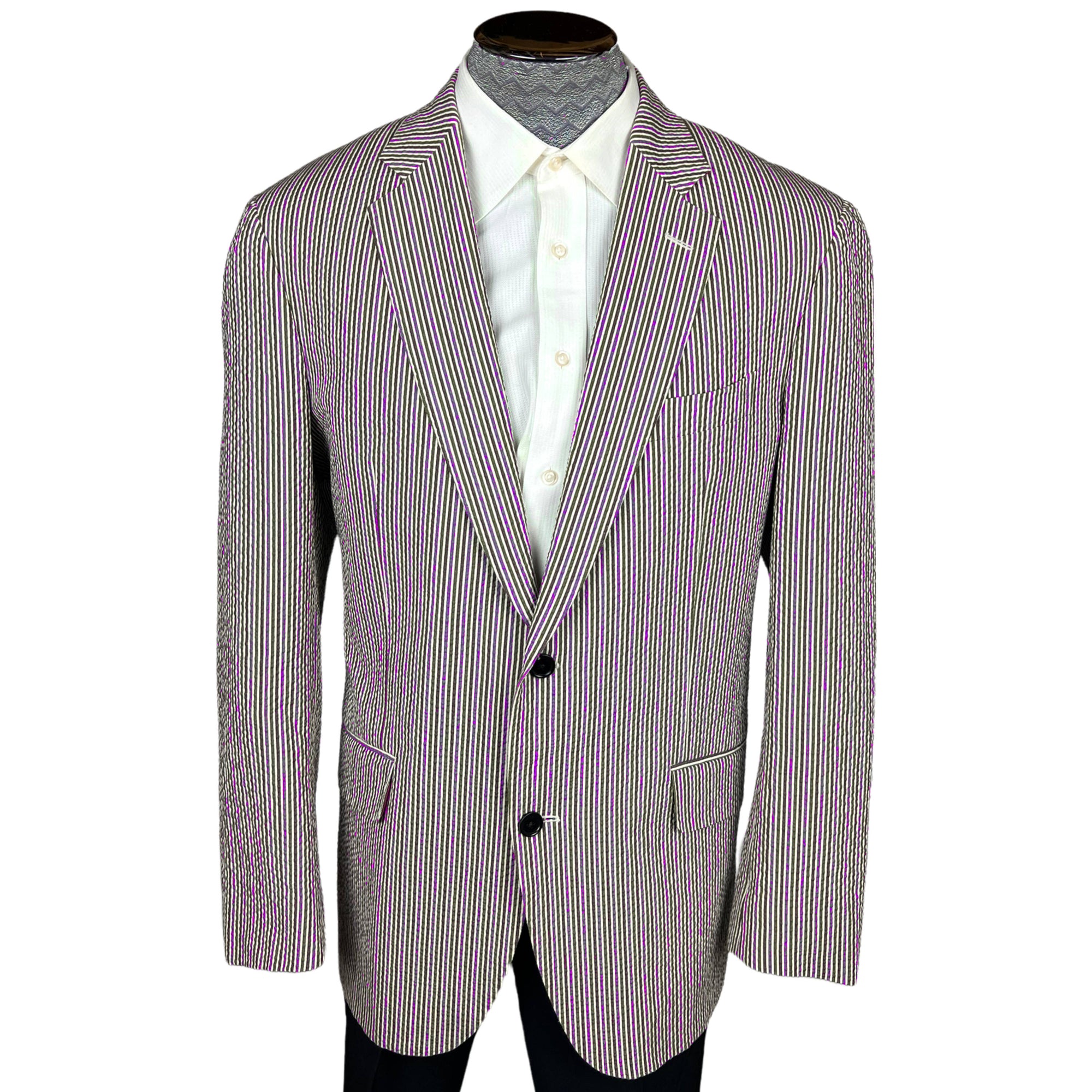 Etro Seersucker Jacket Blazer Multicolour Stripes XL