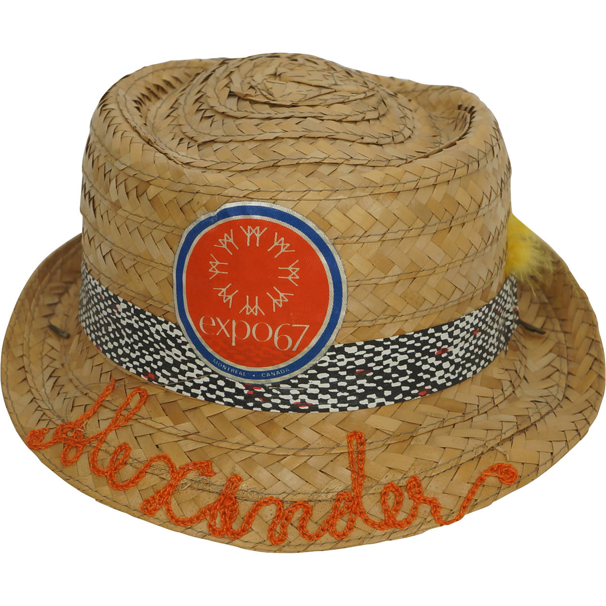 Expo 67 Souvenir Straw Trilby Hat Montreal World Fair Boys Size - Poppy's Vintage Clothing