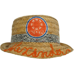 Expo 67 Souvenir Straw Trilby Hat Montreal World Fair Boys Size - Poppy's Vintage Clothing