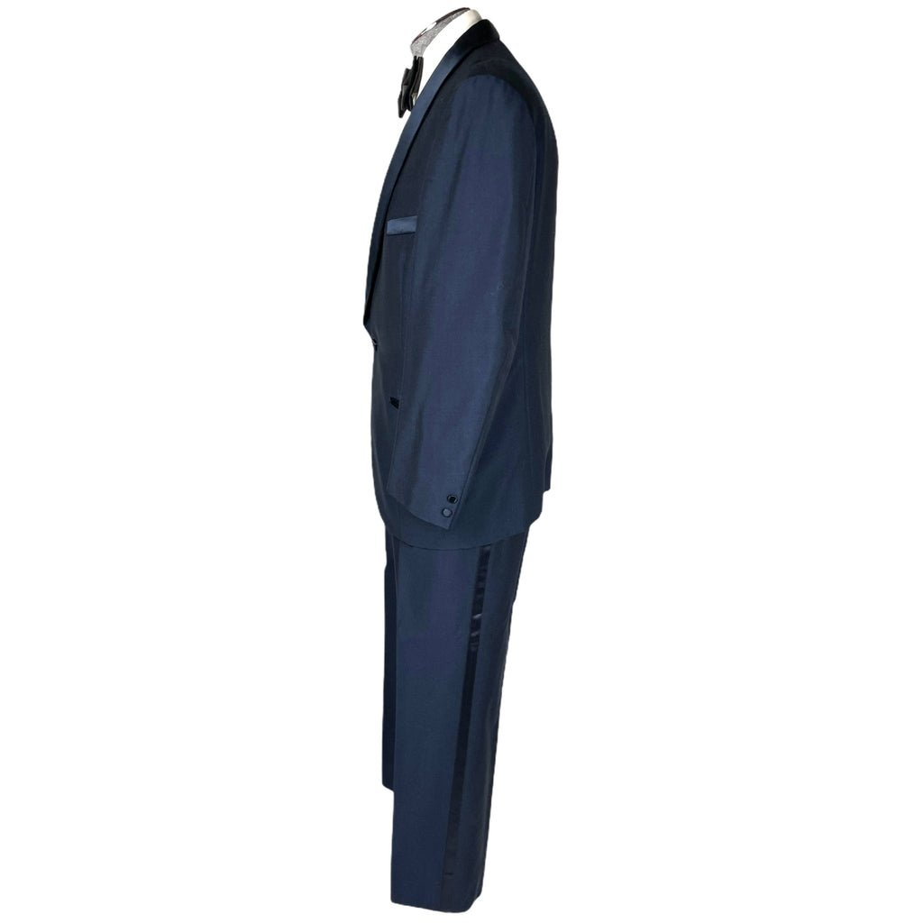 Vintage Blue Tuxedo Shiny Mohair Tux Jacket w Pants Size L