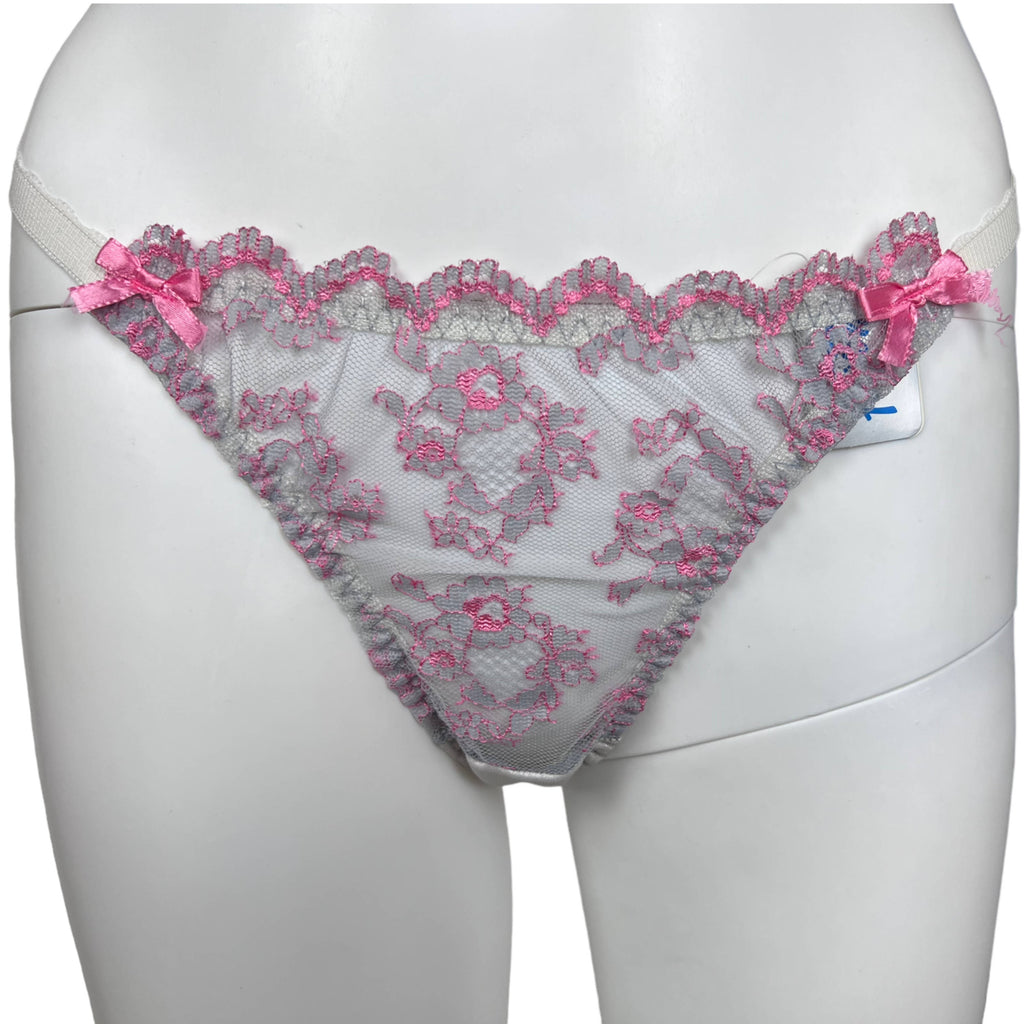 NWT 1970s Vintage Babydoll w Panties Pink & Grey Lace Size M