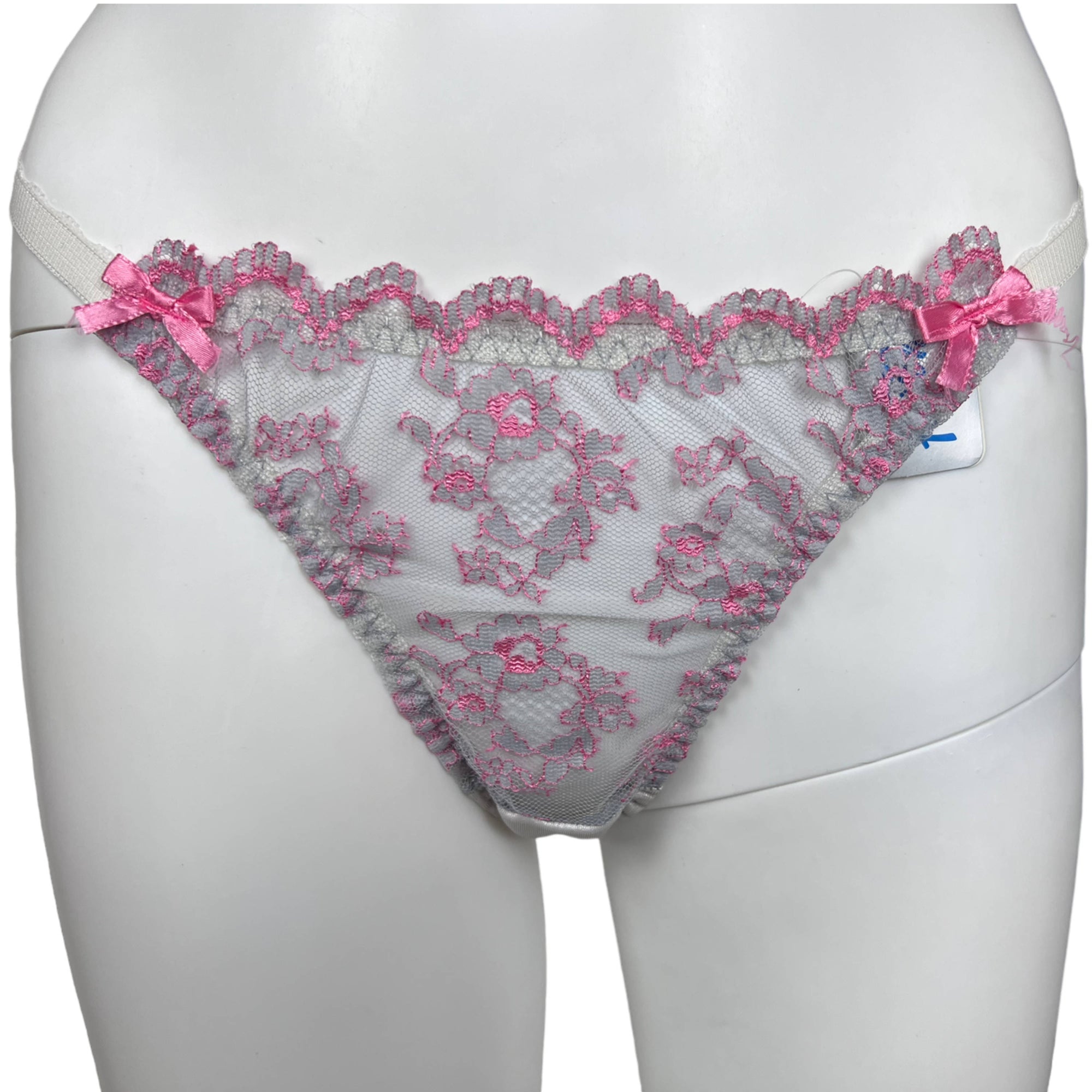 NWT 1970s Vintage Babydoll w Panties Pink & Grey Lace Size M