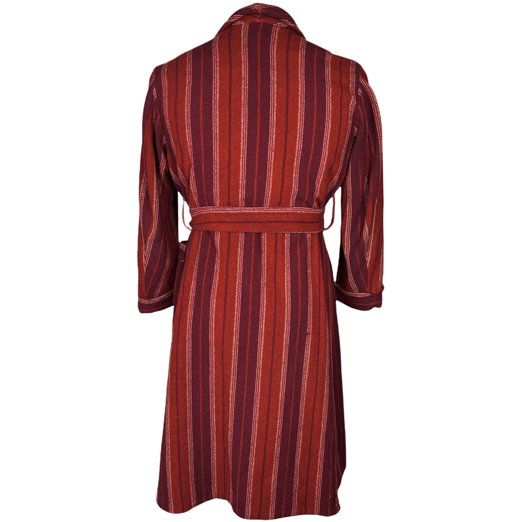 Vintage 1950s Wool Dressing Gown Striped Robe Mens Size S