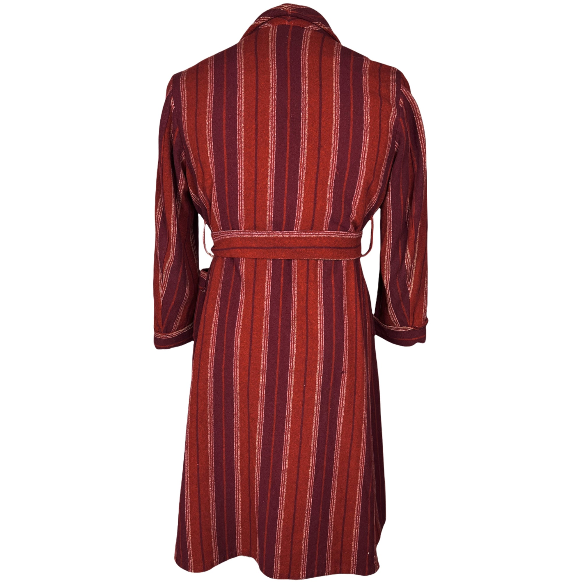 Vintage 1950s Wool Dressing Gown Striped Robe Mens Size S