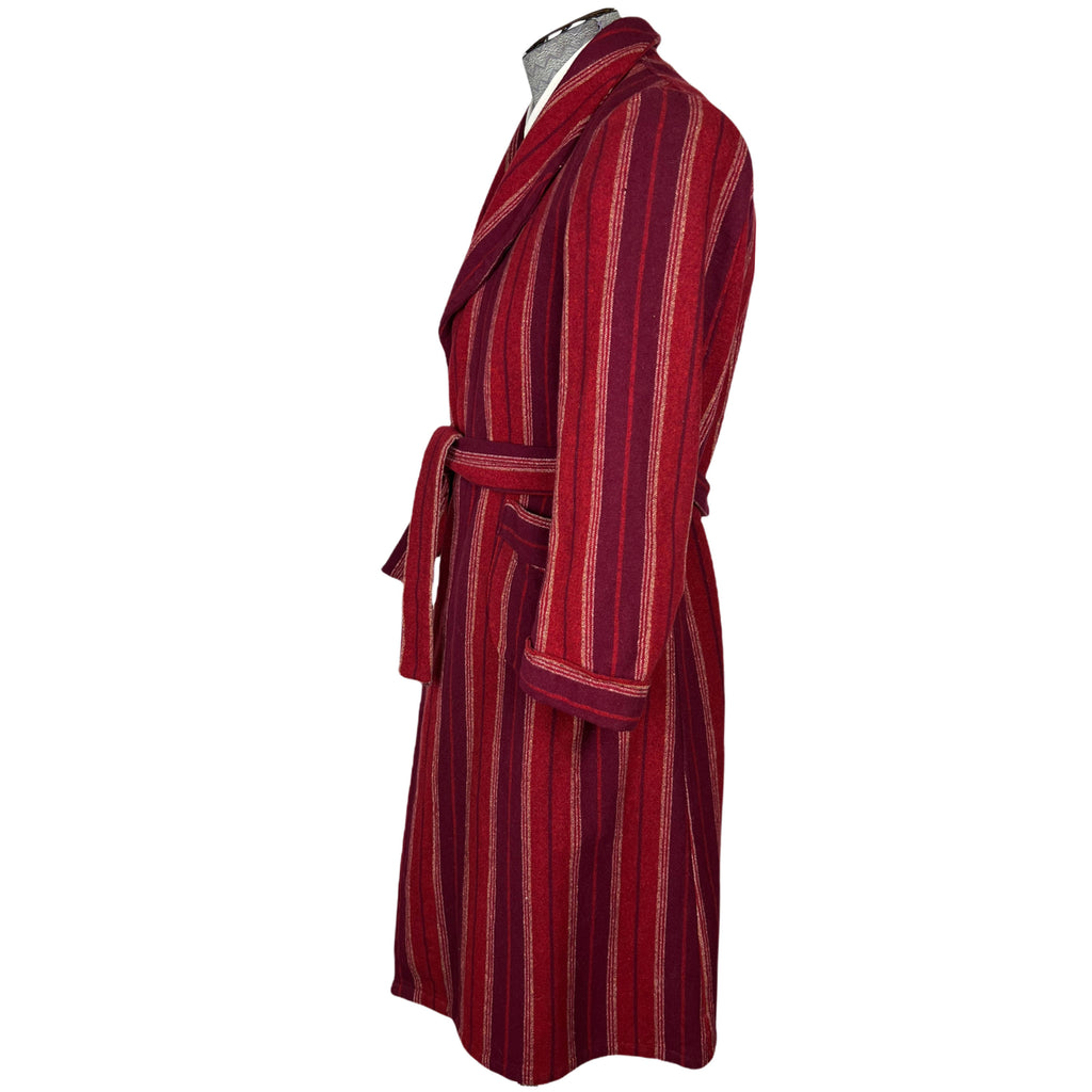 Vintage 1950s Wool Dressing Gown Striped Robe Mens Size S
