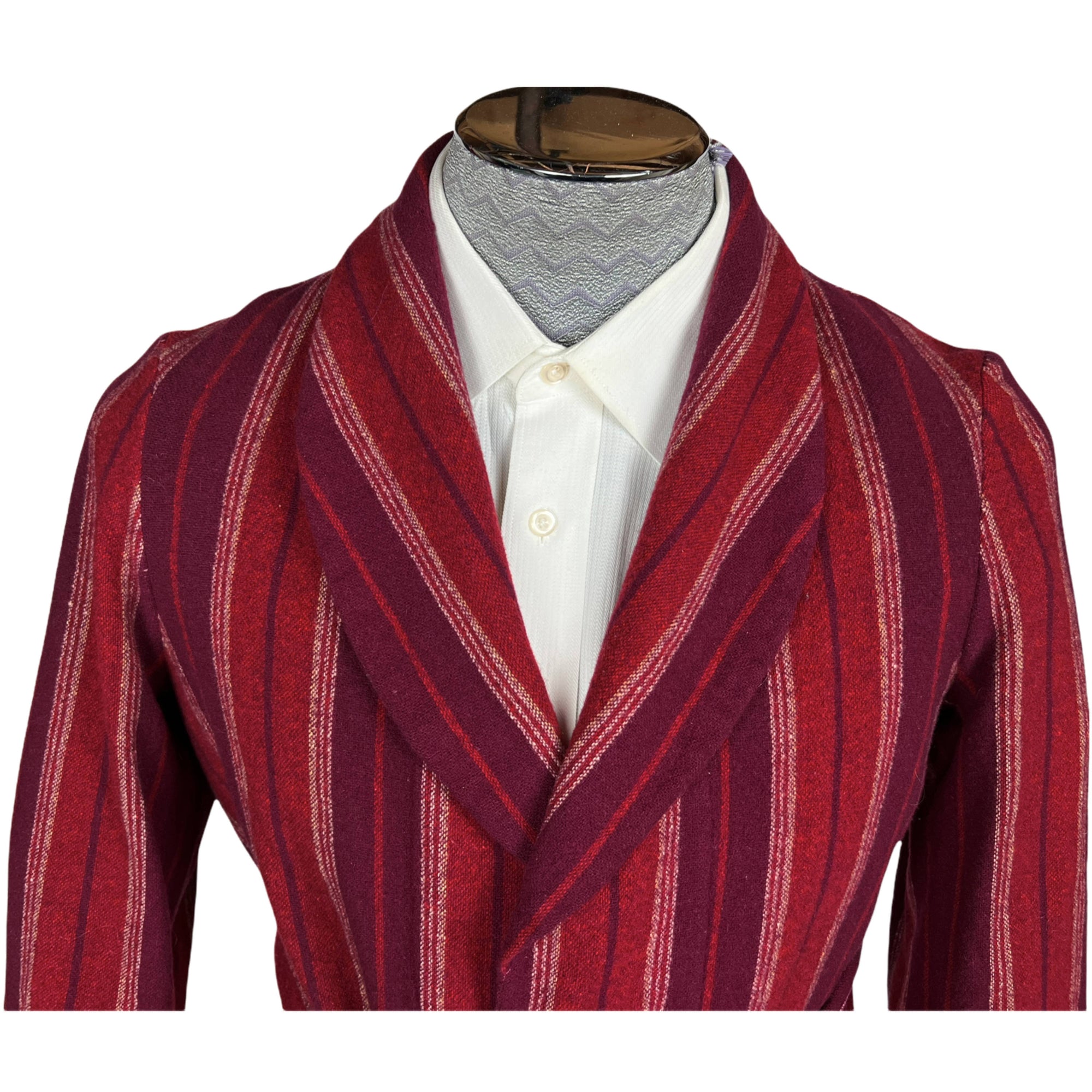 Vintage 1950s Wool Dressing Gown Striped Robe Mens Size S