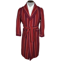 Vintage 1950s Wool Dressing Gown Striped Robe Mens Size S