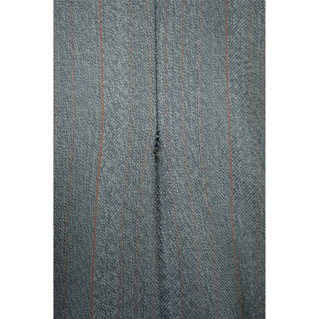 Vintage 1960s British Invasion Suit Shiny Grey w Pinstripes Fashion Tones Size M - Poppy's Vintage Clothing