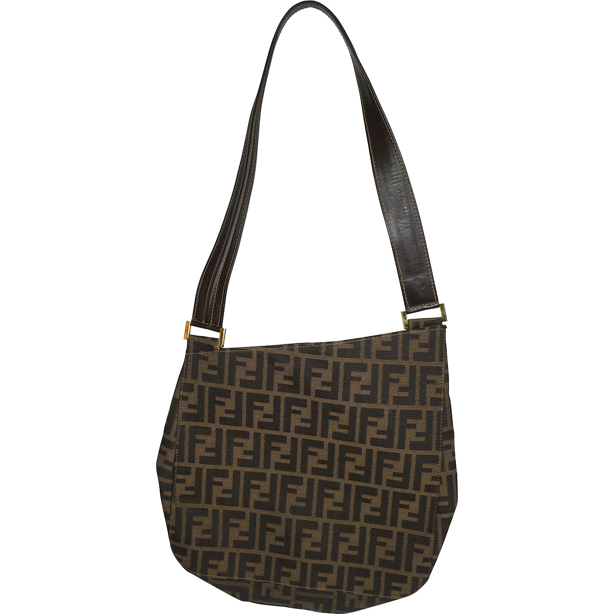 Vintage 1980s Fendi Zucca Monogram Shoulder Bag Purse Slant Top Authentic - Poppy's Vintage Clothing