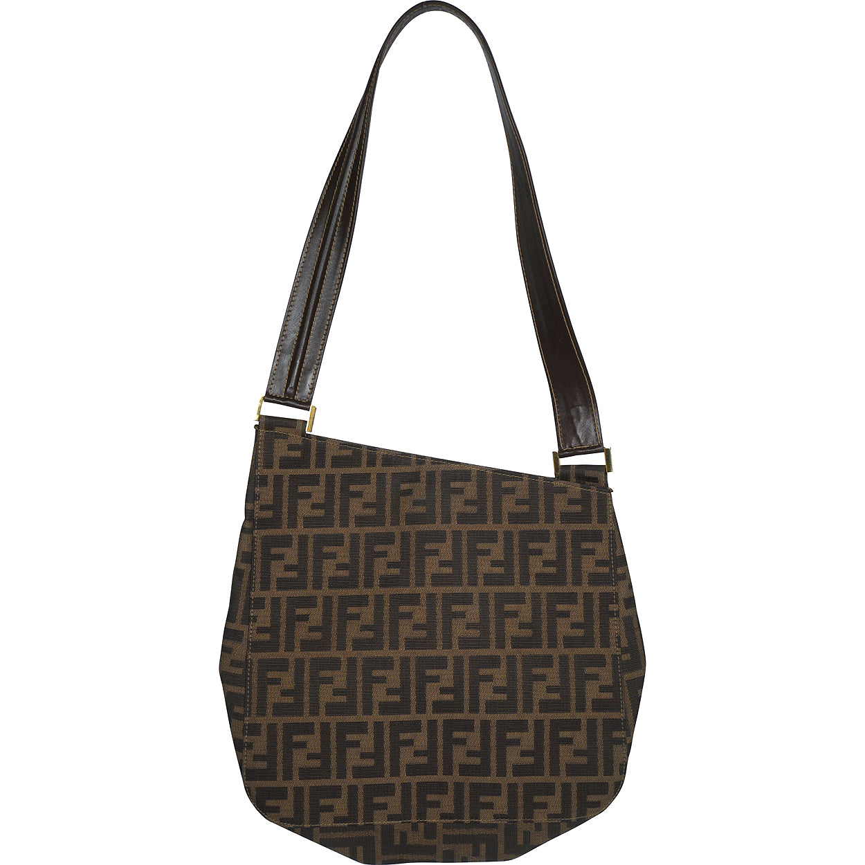 Vintage 1980s Fendi Zucca Monogram Shoulder Bag Purse Slant Top Authentic - Poppy's Vintage Clothing
