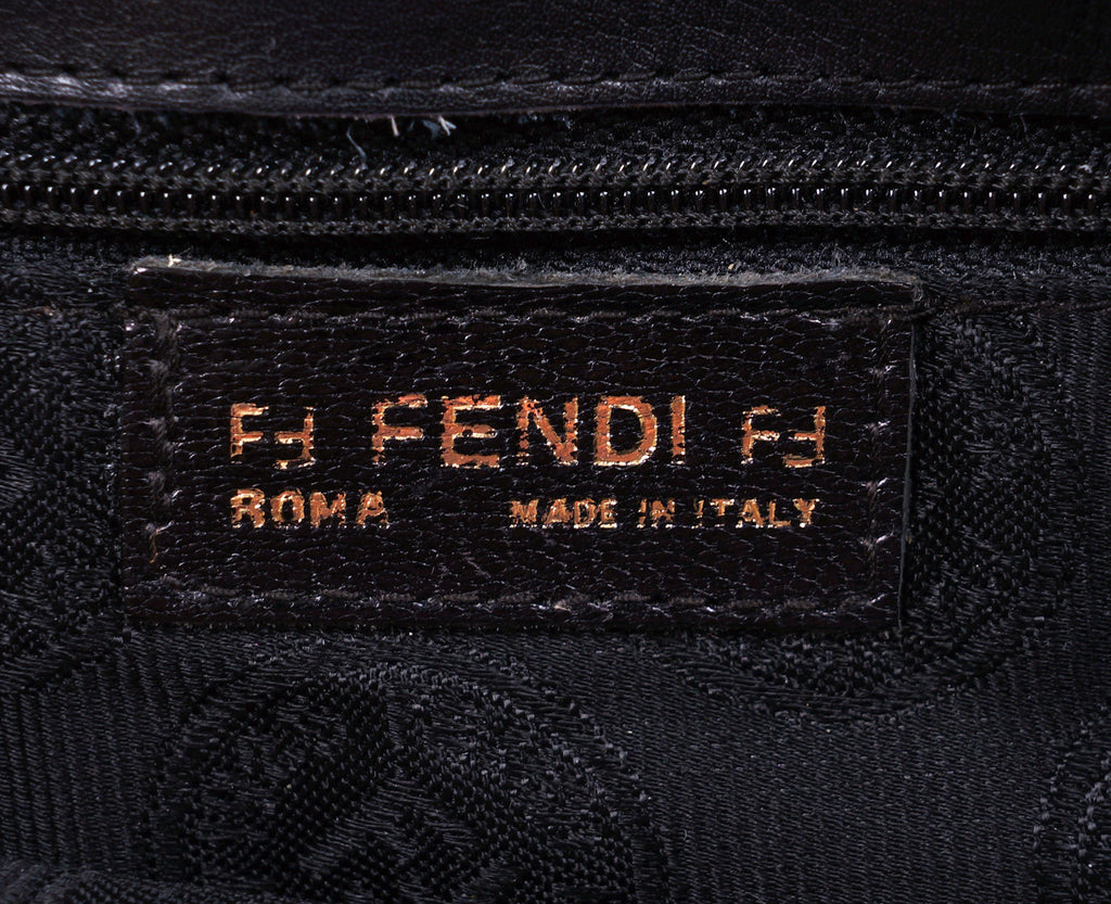 Vintage Clutch by Fendi with Fendi Logo - Black Leather Purse - Made in Italy - Poppy's Vintage Clothing