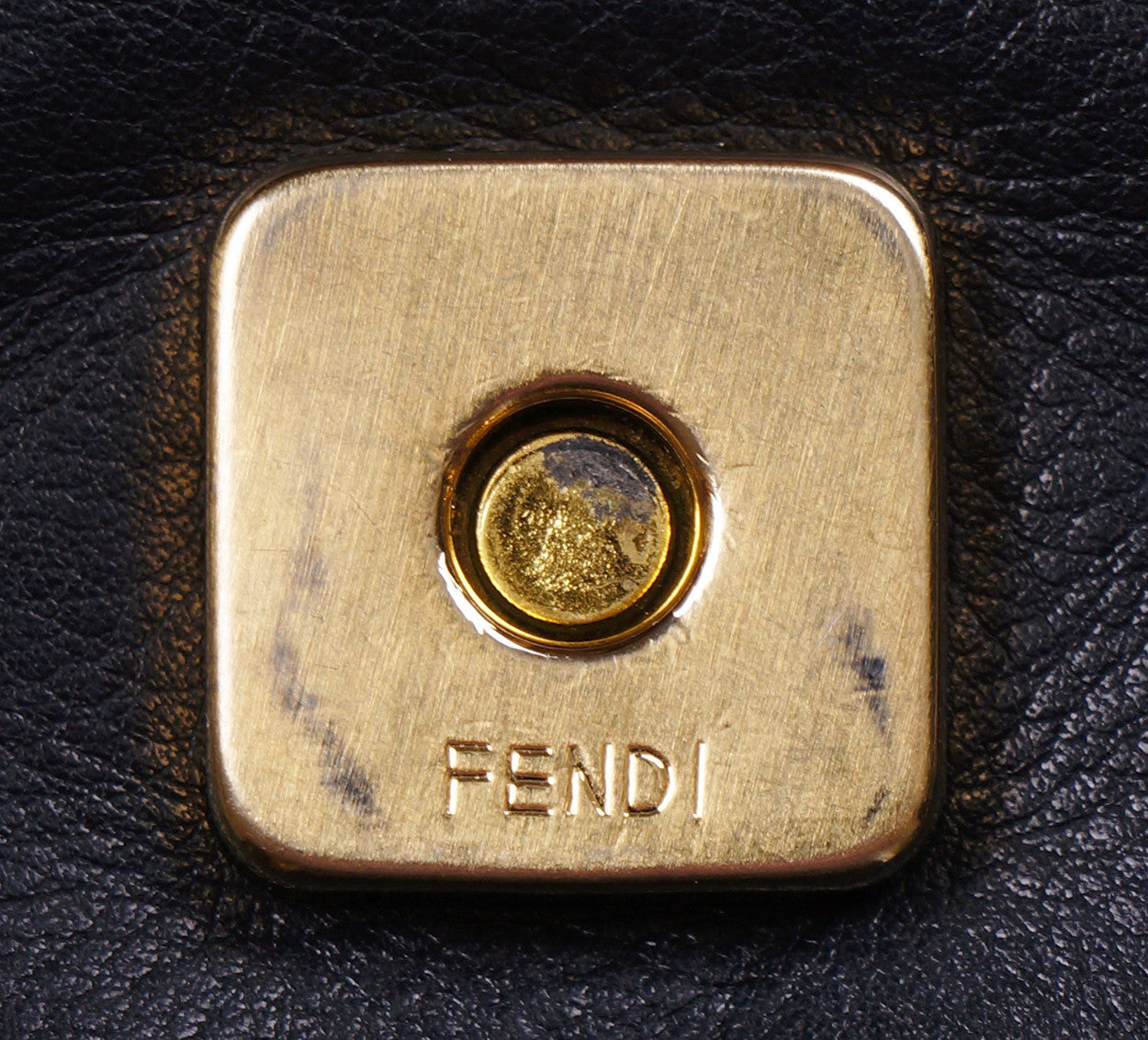 Vintage Clutch by Fendi with Fendi Logo - Black Leather Purse - Made in Italy - Poppy's Vintage Clothing
