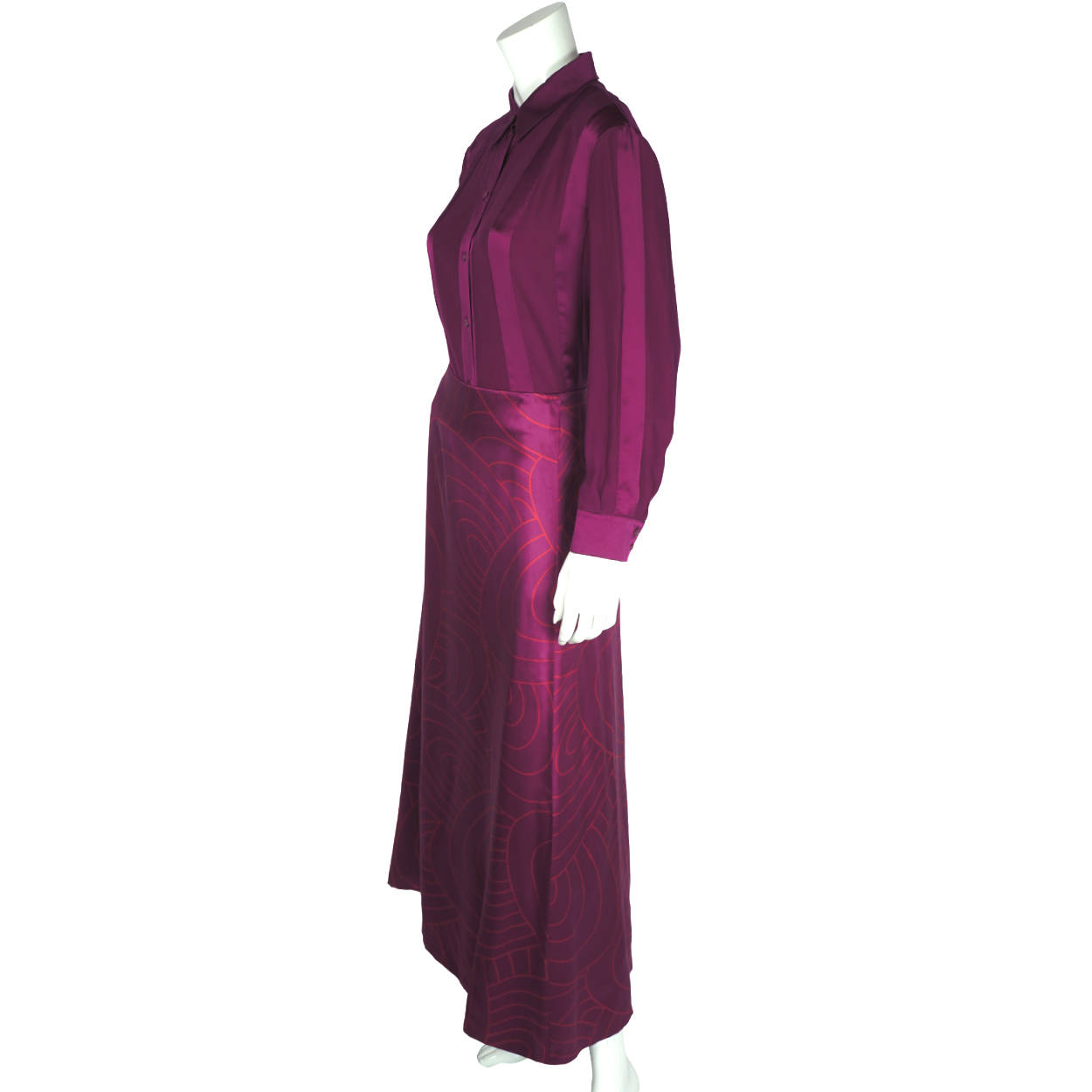 Vintage Louis Feraud Purple Silk Blouse & Maxi Skirt Sz 10 - Poppy's Vintage Clothing