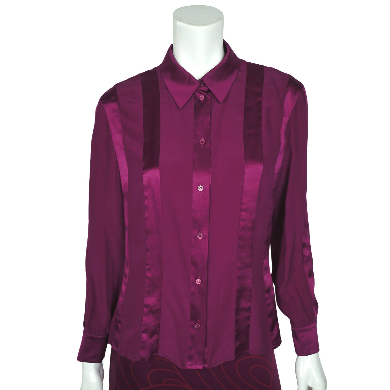 Vintage Louis Feraud Purple Silk Blouse & Maxi Skirt Sz 10 - Poppy's Vintage Clothing