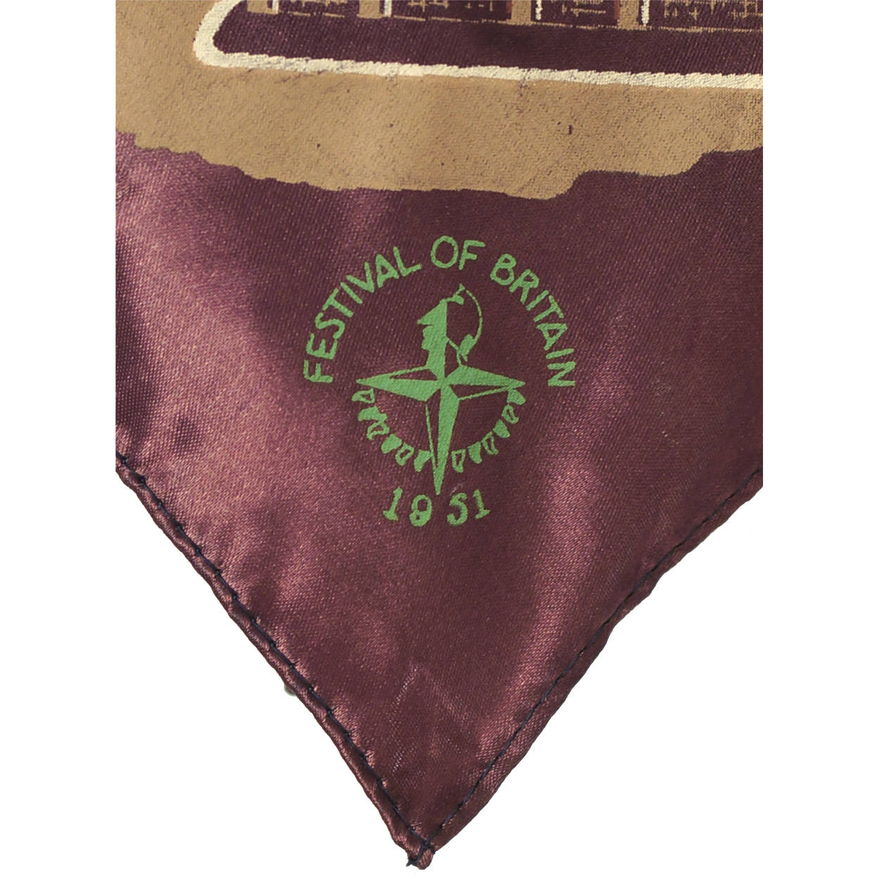 Vintage 1951 Festival of Britain Souvenir Tie Big Ben on Purple Satin - Poppy's Vintage Clothing