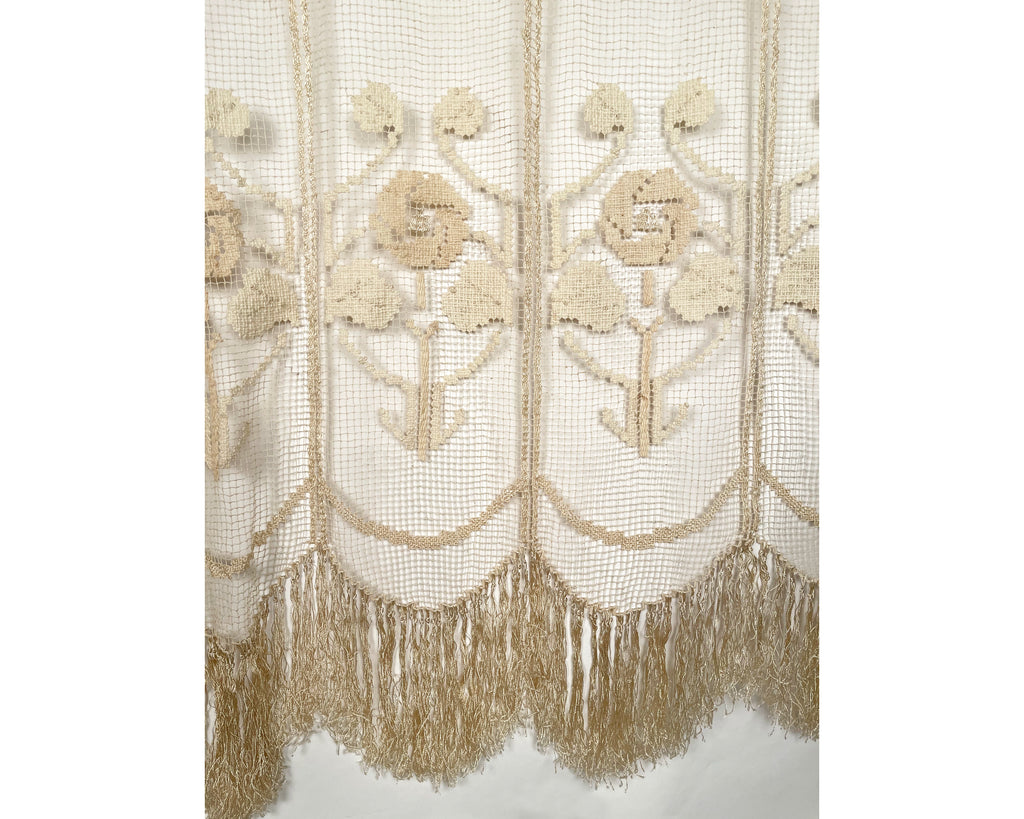 Vintage Handmade Lace Curtain Fishermans Net Hand Knotted