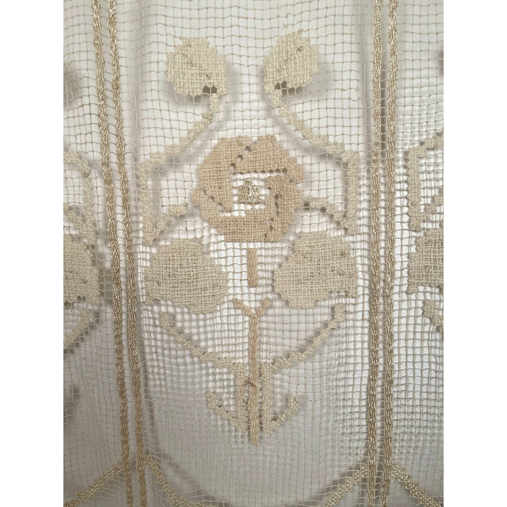 Vintage Handmade Lace Curtain Fishermans Net Hand Knotted