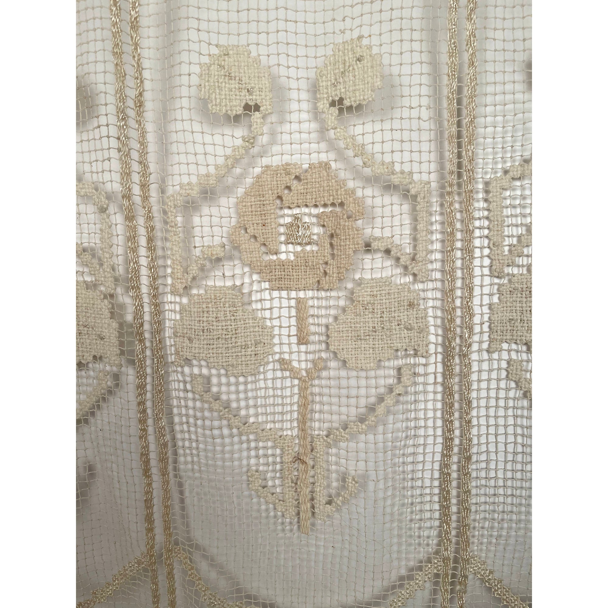 Vintage Handmade Lace Curtain Fishermans Net Hand Knotted
