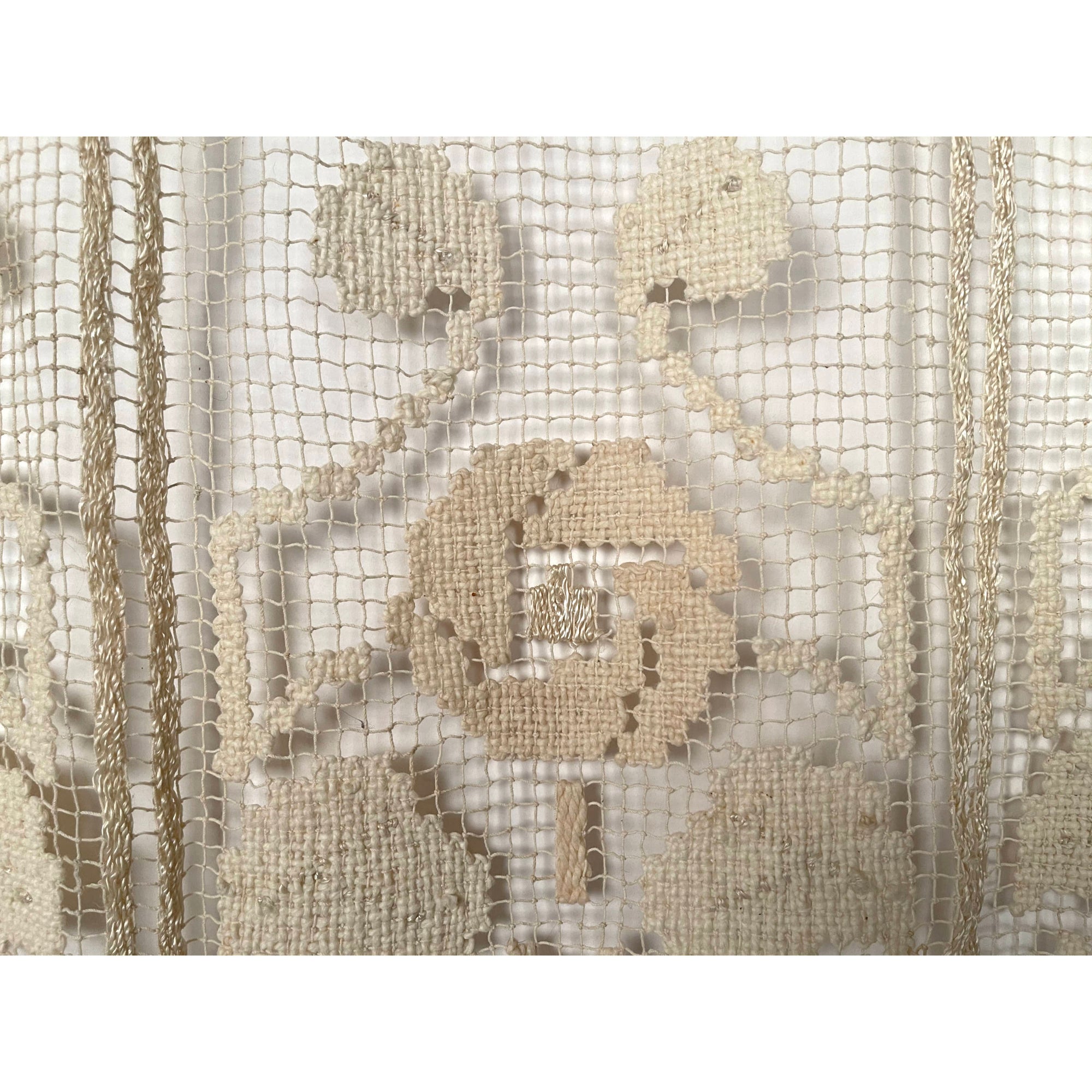 Vintage Handmade Lace Curtain Fishermans Net Hand Knotted