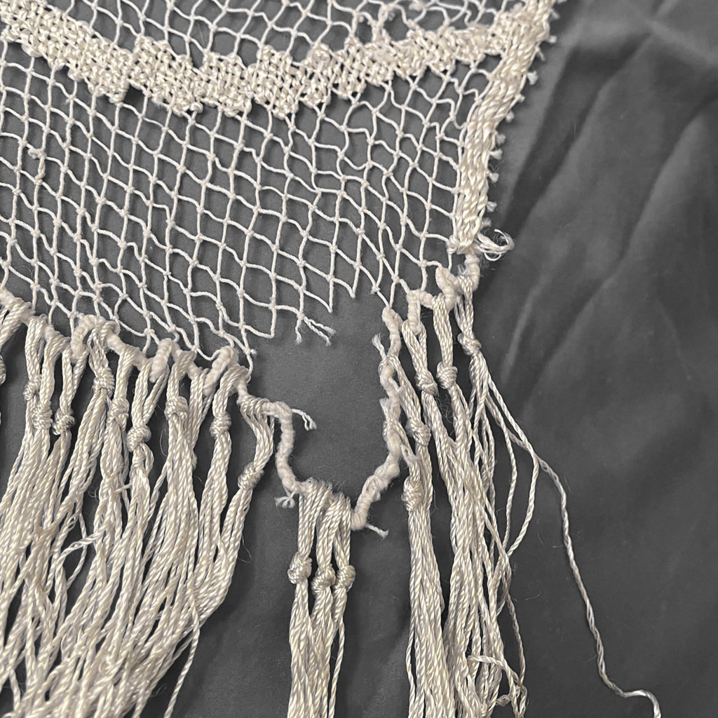 Vintage Handmade Lace Curtain Fishermans Net Hand Knotted