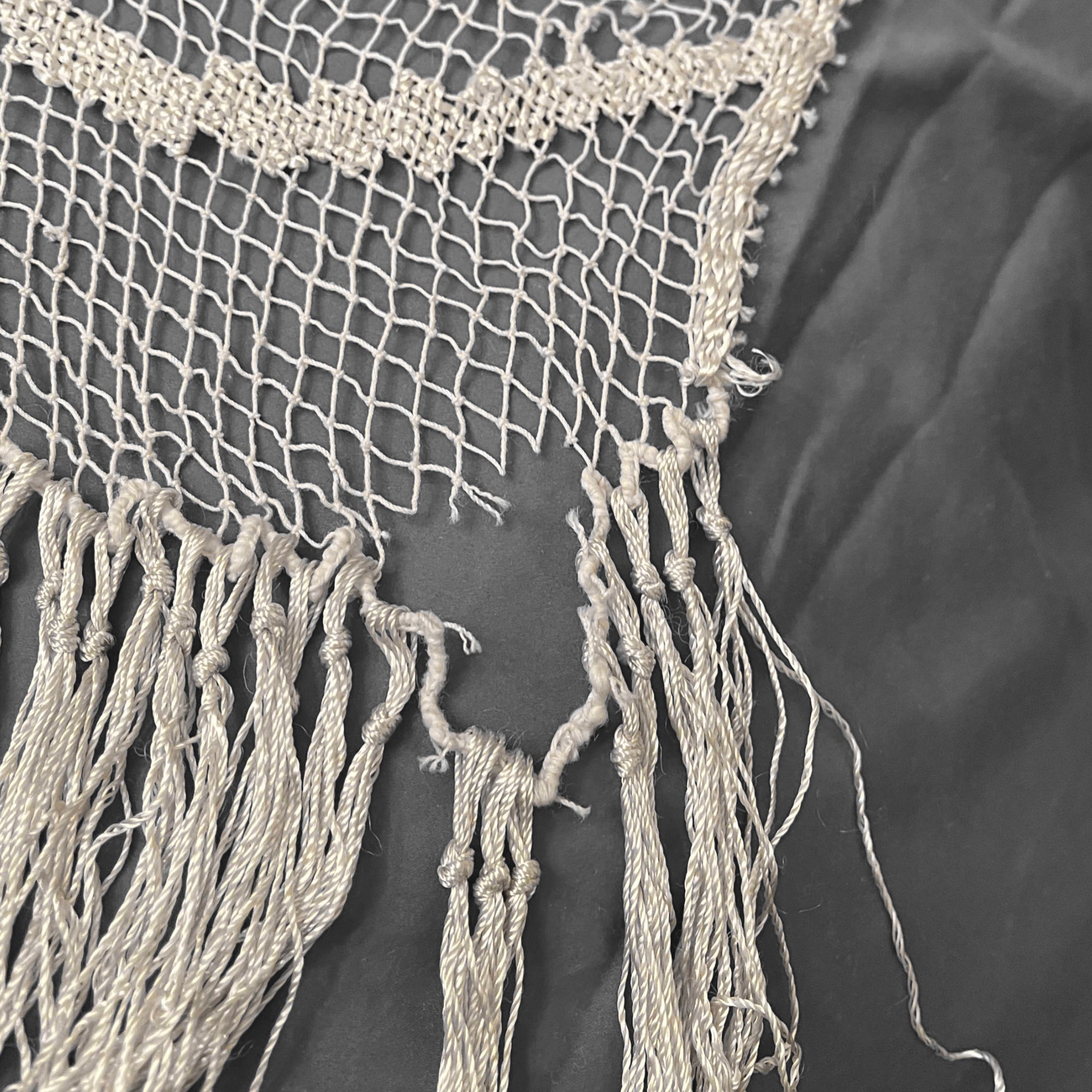 Vintage Handmade Lace Curtain Fishermans Net Hand Knotted