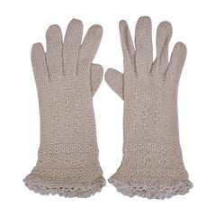 Vintage Fine Crochet Knitted Lace Gloves Grey Hand Made Ladies Size Medium 7 - Poppy's Vintage Clothing