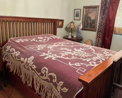 Antique Handmade Lace Bedspread Fishermans Net Filet Lacis