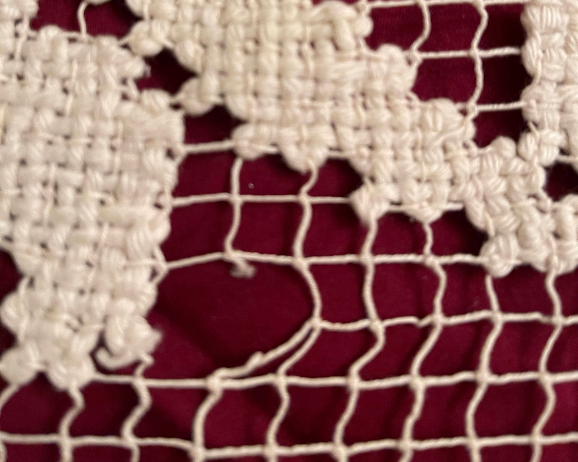 Antique Handmade Lace Bedspread Fishermans Net Filet Lacis