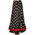 Vintage Spanish Flamenco Style Skirt White Polka Dot on Black w Red Flounce - Poppy's Vintage Clothing