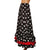 Vintage Spanish Flamenco Style Skirt White Polka Dot on Black w Red Flounce - Poppy's Vintage Clothing
