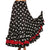 Vintage Spanish Flamenco Style Skirt White Polka Dot on Black w Red Flounce - Poppy's Vintage Clothing