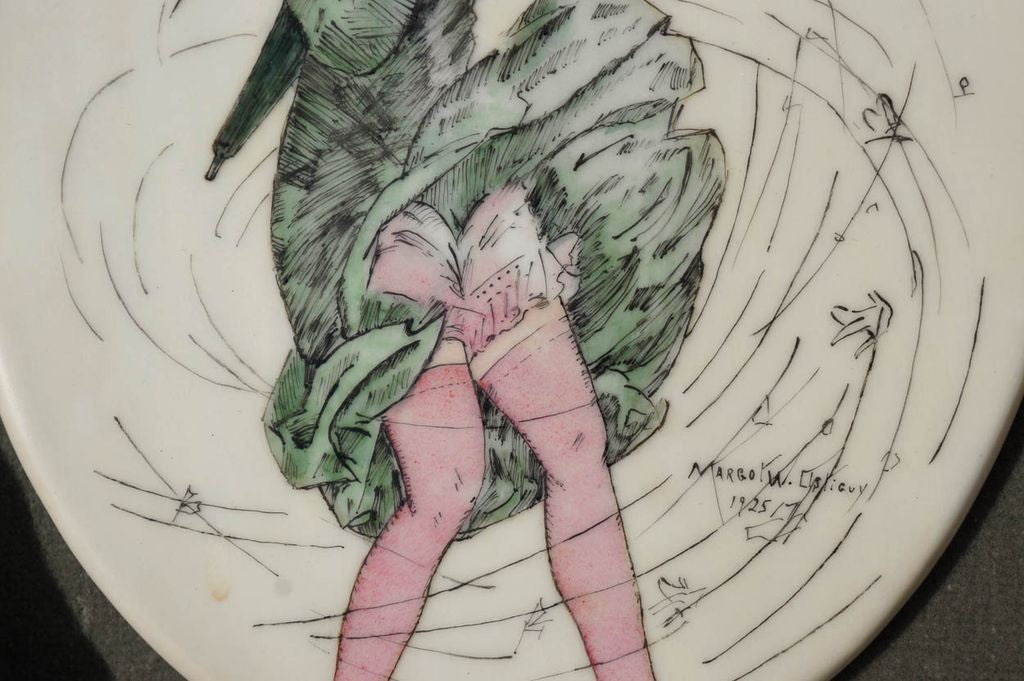 Vintage 1920s Flapper Girl Porcelain Wall Plaque - Poppy's Vintage Clothing