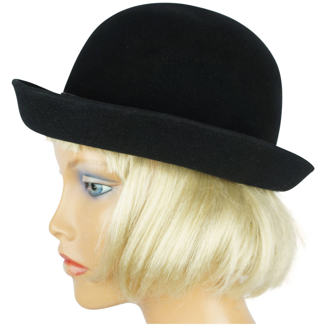 Vintage 60s Mod Bucket Hat by Flechet Black Velvet Fur Felt - Poppy's Vintage Clothing