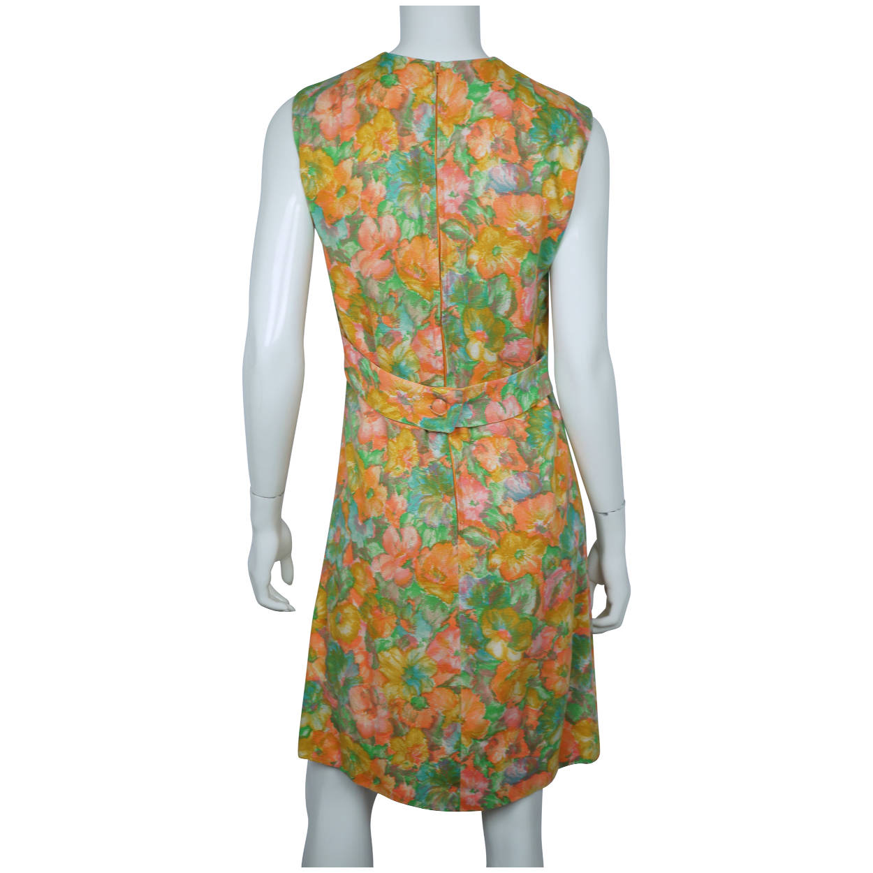 Vintage 1960s Floral Print Dress Sheath Style Cotton Rayon Size M - Poppy's Vintage Clothing