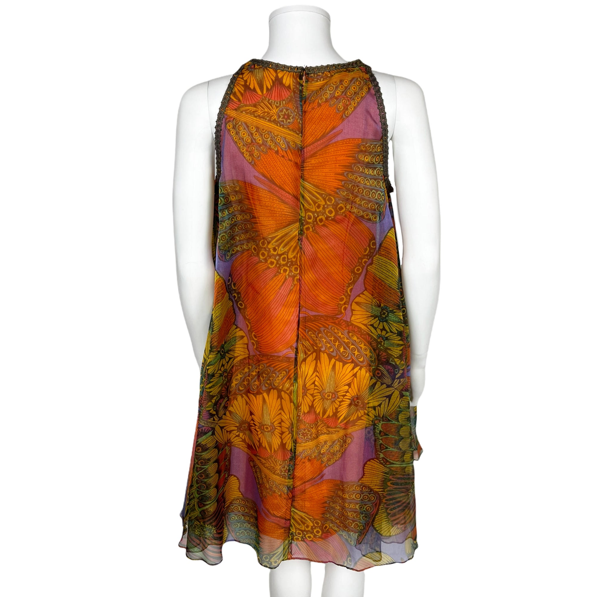 Vintage 1960s Tent Dress Psych Print Butterflies Flowers M